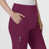 RENEW Women's Cargo Flare Scrub Pant Wine hemline detail