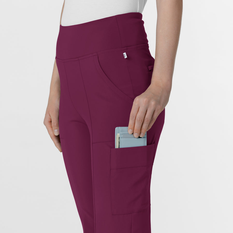 RENEW Women's Cargo Flare Scrub Pant Wine back detail