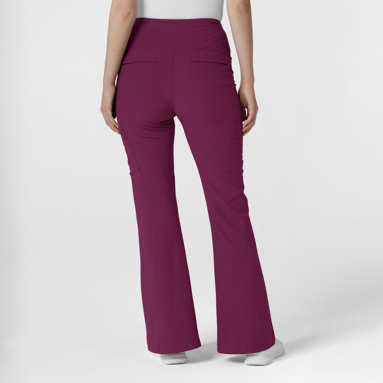 RENEW Women's Cargo Flare Scrub Pant Wine back view