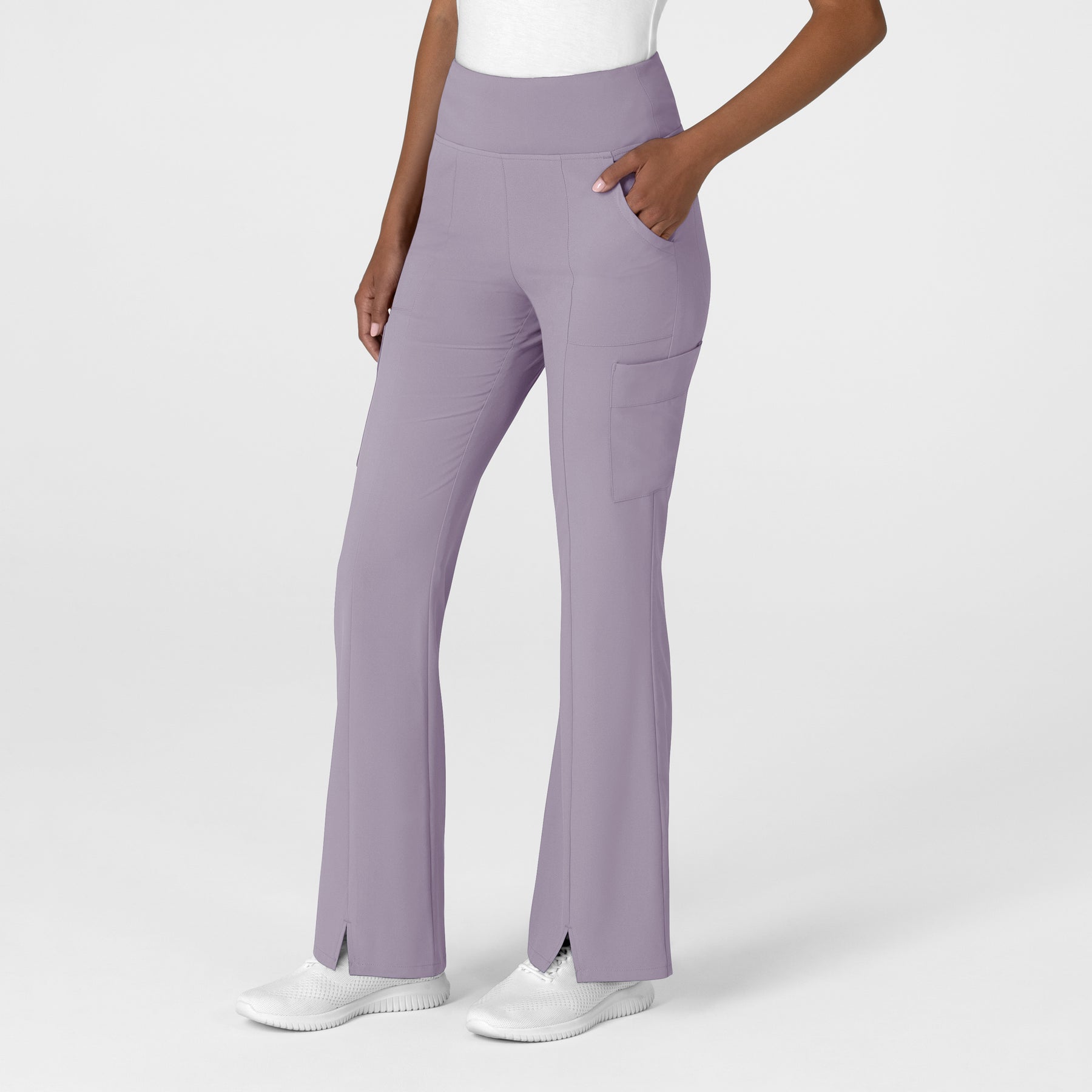 RENEW Women's Cargo Flare Scrub Pant Wisteria side view