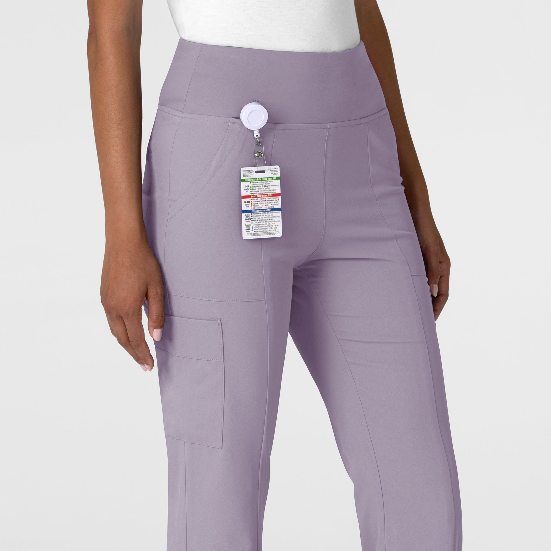 RENEW Women's Cargo Flare Scrub Pant Wisteria side detail 1