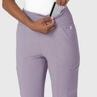 RENEW Women's Cargo Flare Scrub Pant Wisteria side detail 2
