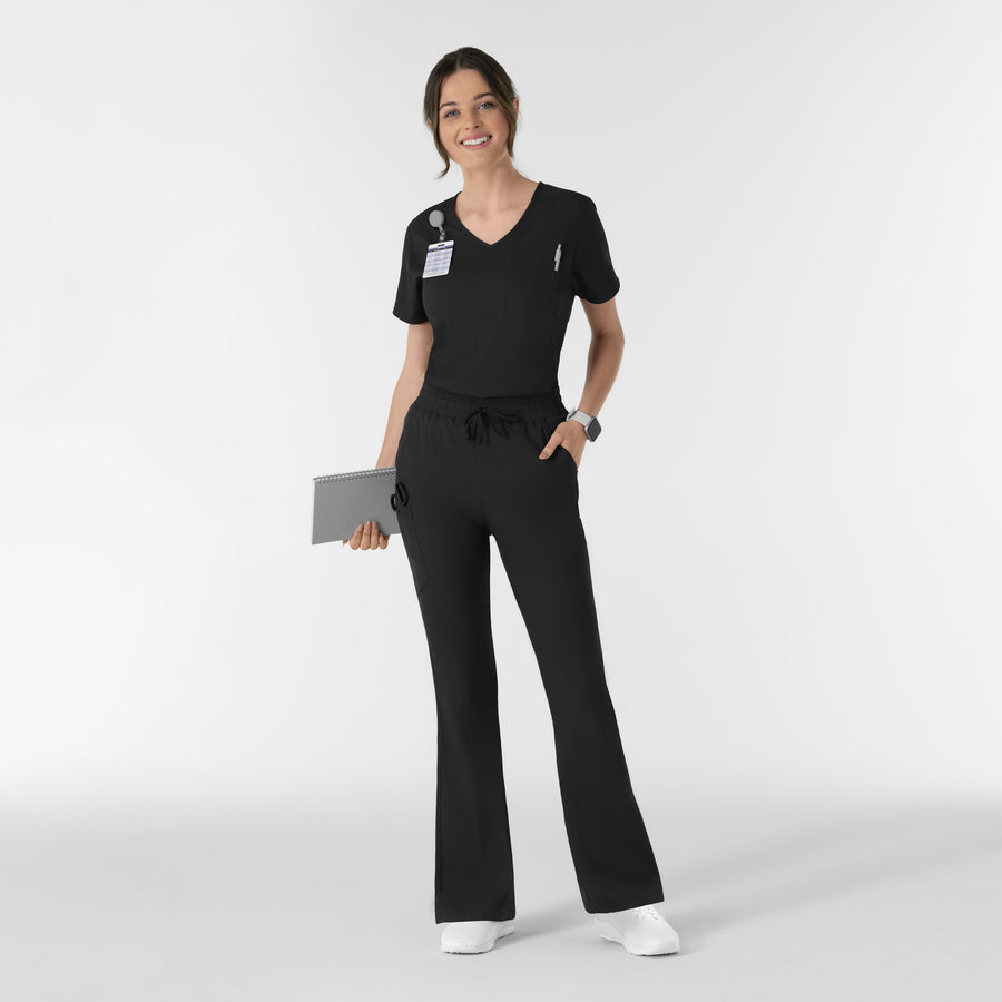 Boundless Women's Flare Leg Scrub Pant Black full scrub set