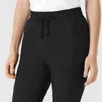 Boundless Women's Flare Leg Scrub Pant Black front detail