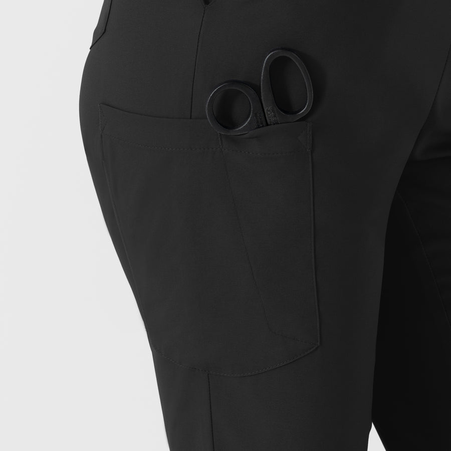 Boundless Women's Flare Leg Scrub Pant Black side detail 1