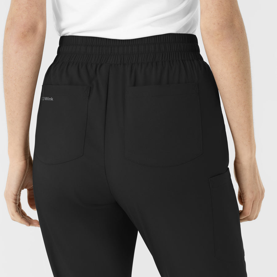 Boundless Women's Flare Leg Scrub Pant Black hemline detail