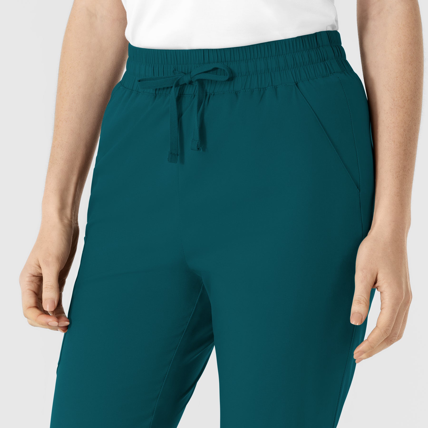 Boundless Women's Flare Leg Scrub Pant Caribbean front detail