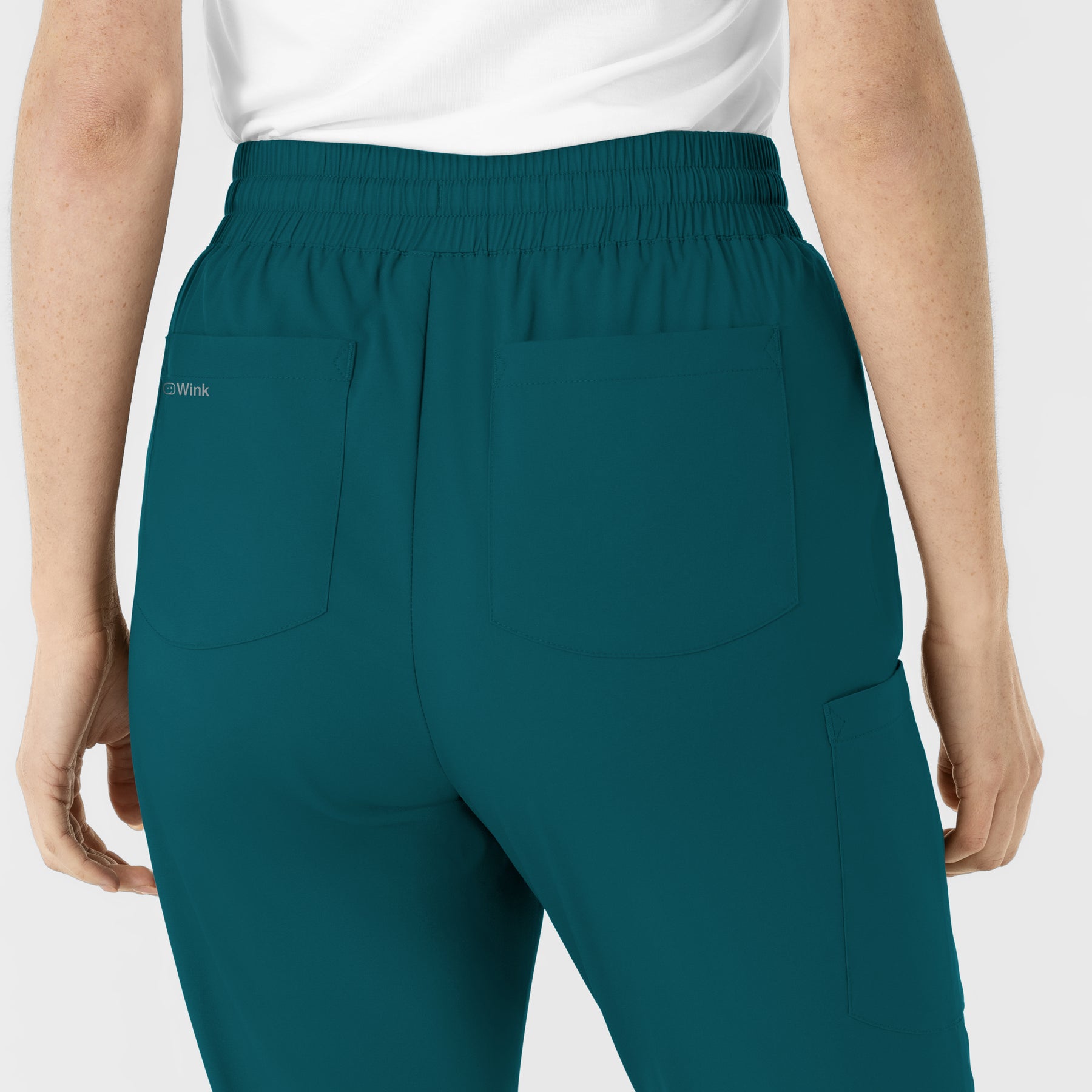 Boundless Women's Flare Leg Scrub Pant Caribbean hemline detail
