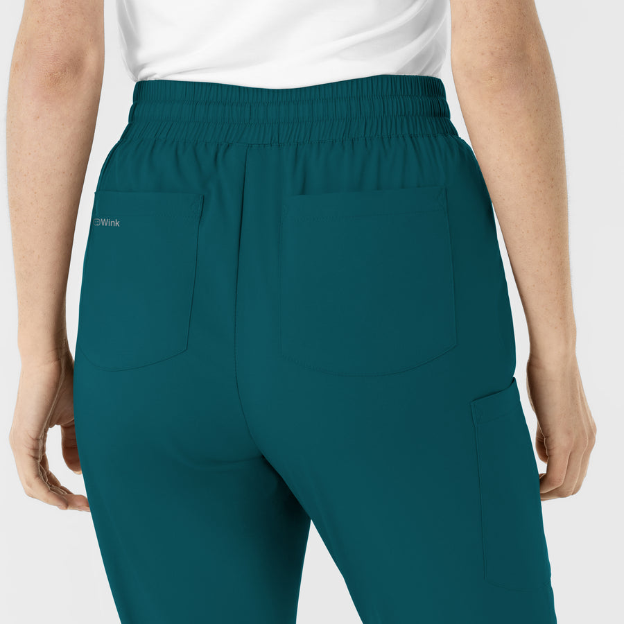 Boundless Women's Flare Leg Scrub Pant Caribbean hemline detail