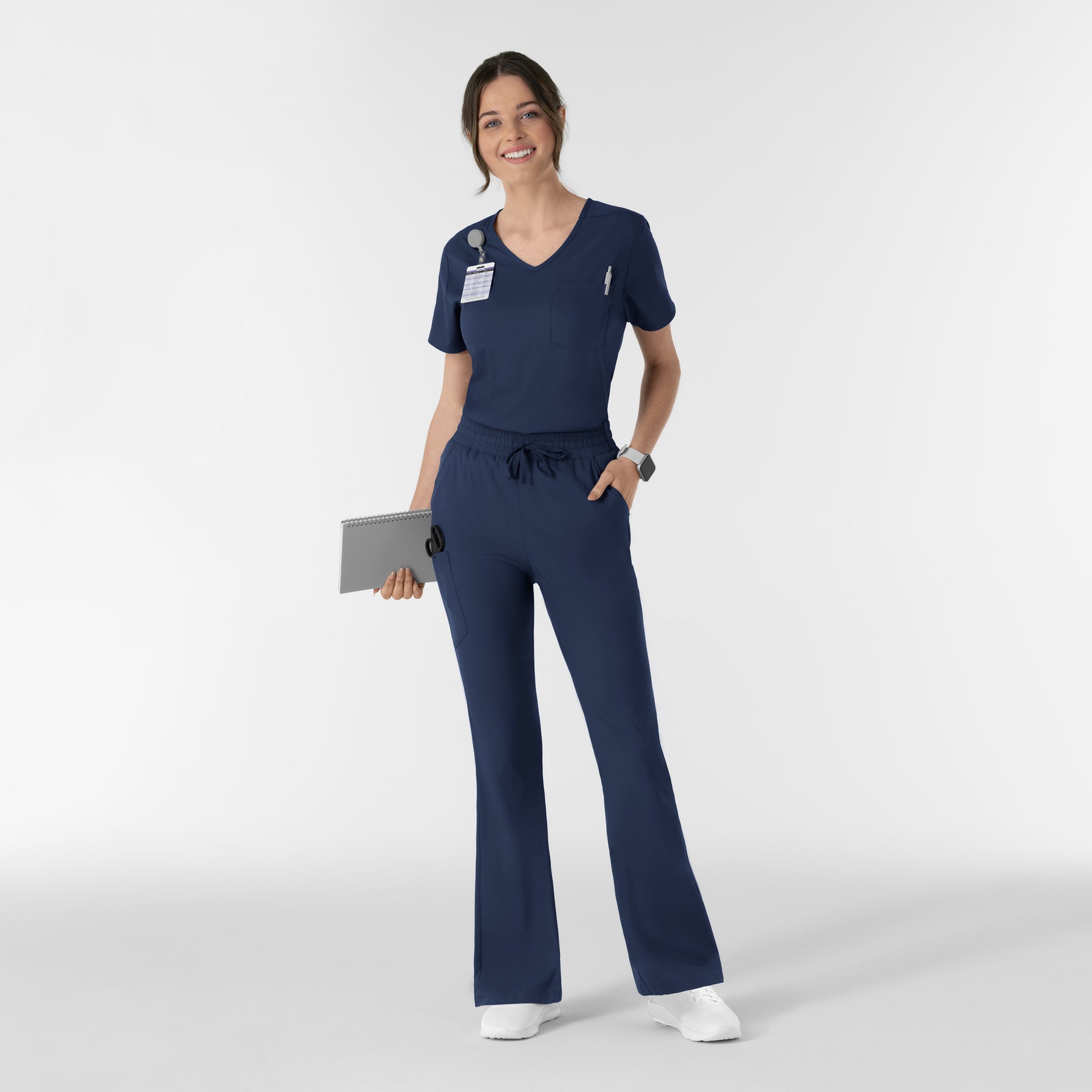 Boundless Women's Flare Leg Scrub Pant Navy full scrub set
