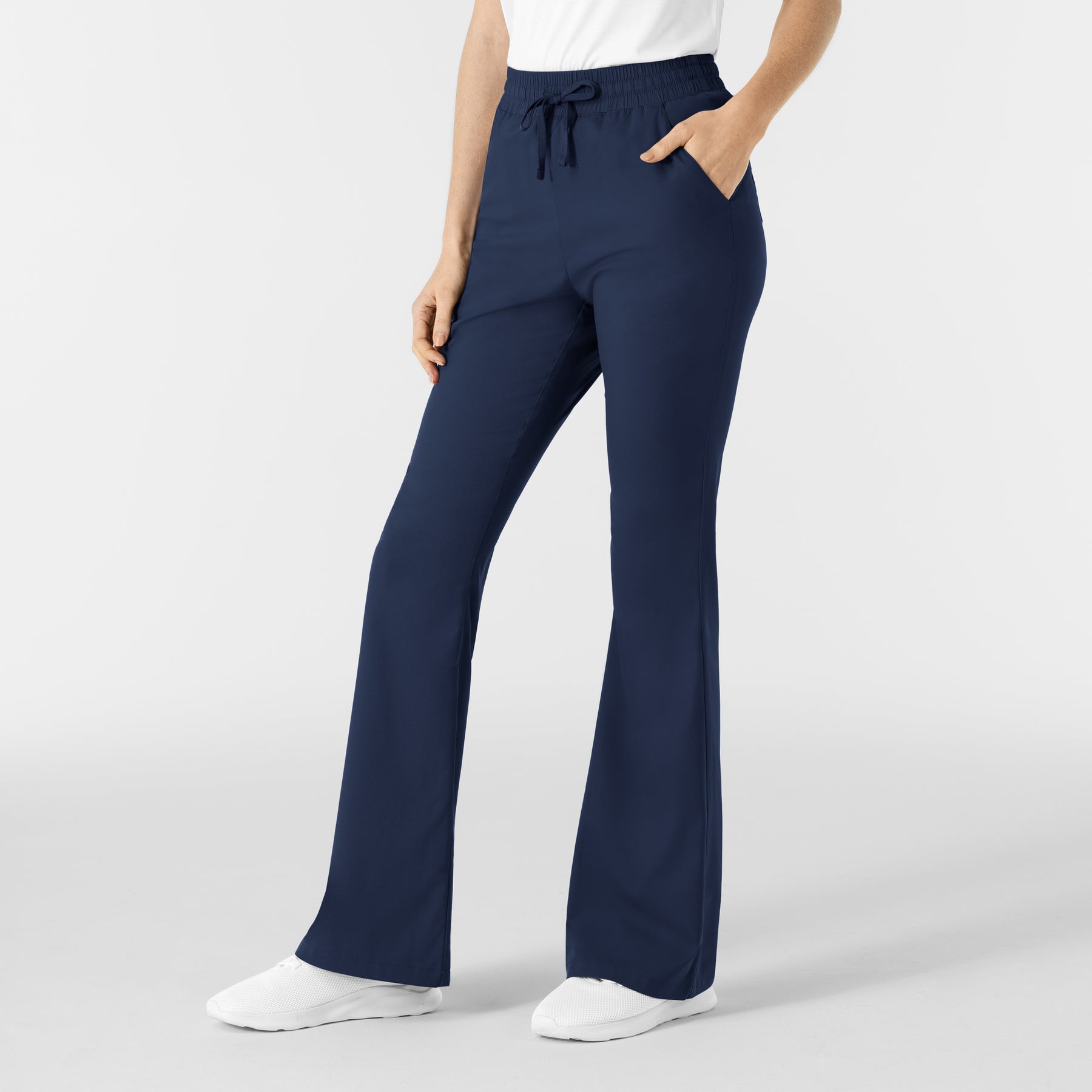 Boundless Women's Flare Leg Scrub Pant Navy side view