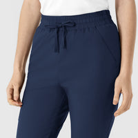 Boundless Women's Flare Leg Scrub Pant Navy front detail