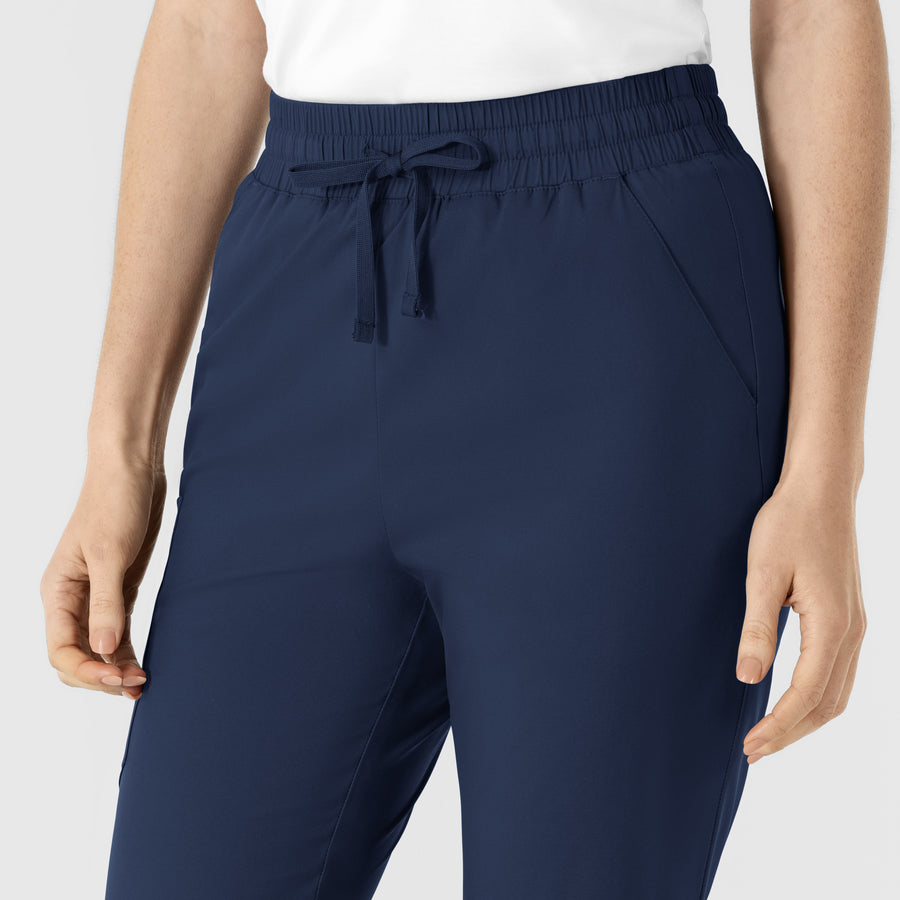 Boundless Women's Flare Leg Scrub Pant Navy front detail