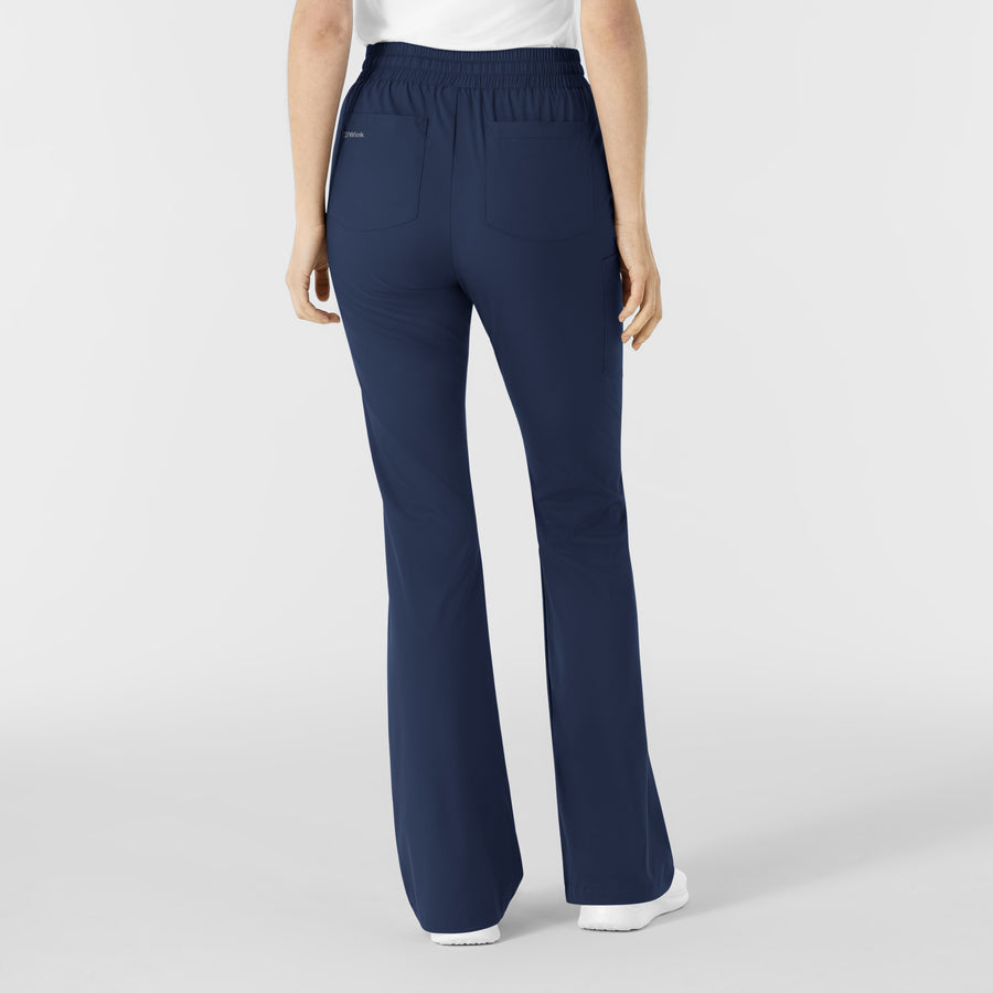 Boundless Women's Flare Leg Scrub Pant Navy back view