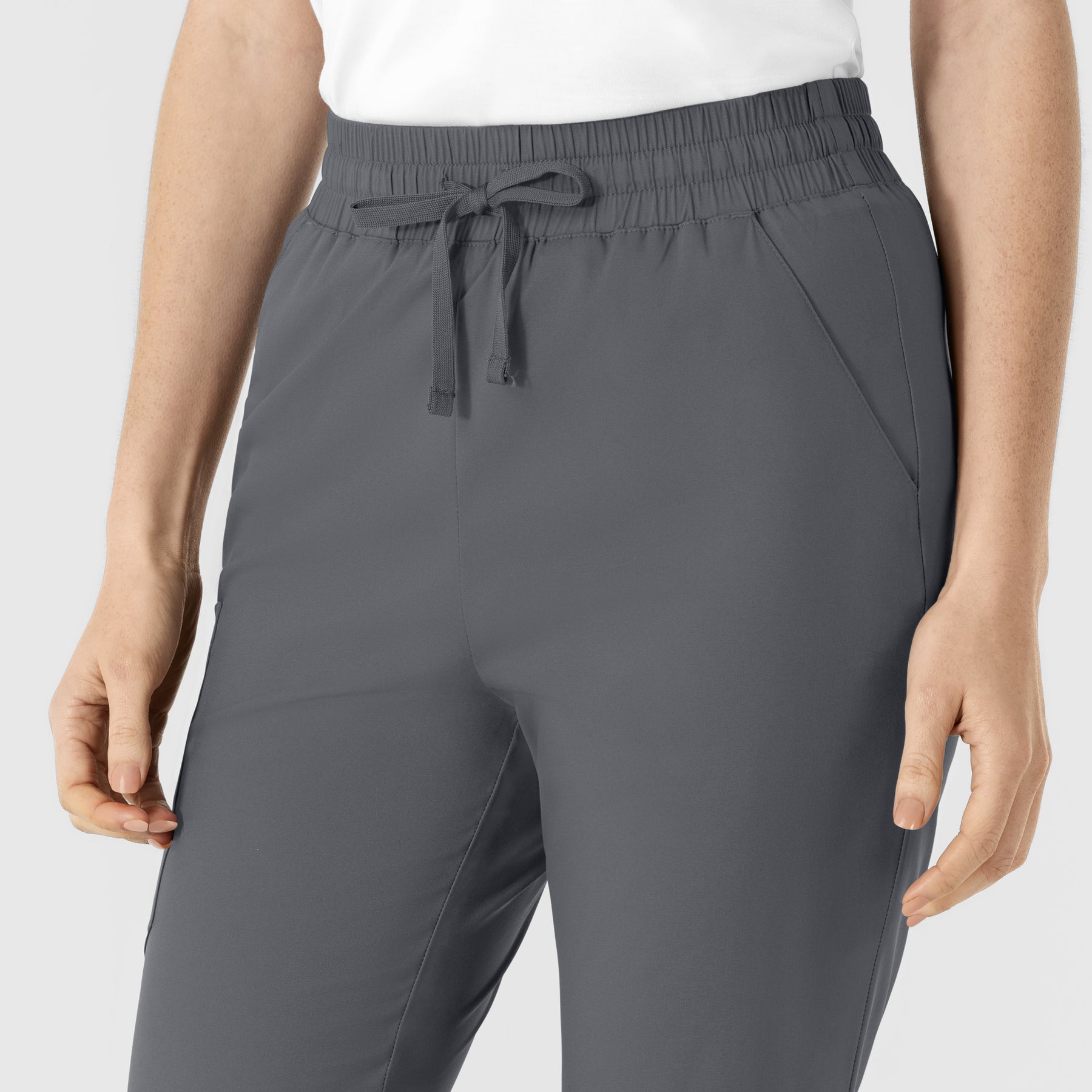 Boundless Women's Flare Leg Scrub Pant Pewter front detail