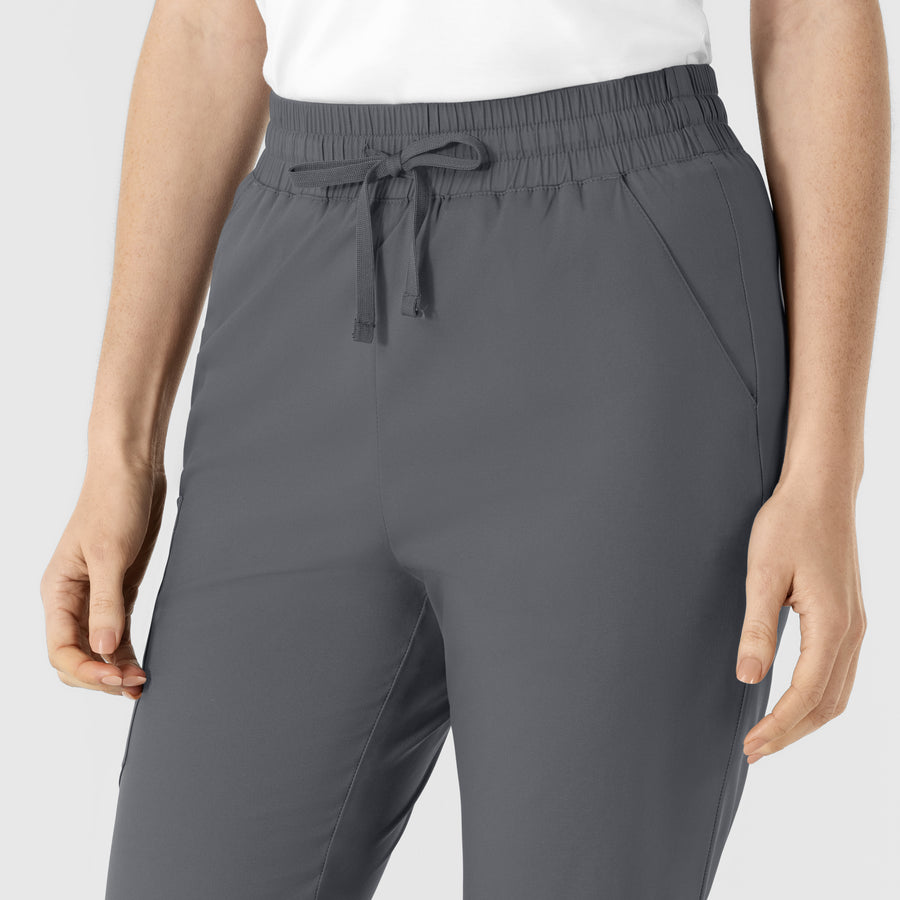 Boundless Women's Flare Leg Scrub Pant Pewter front detail