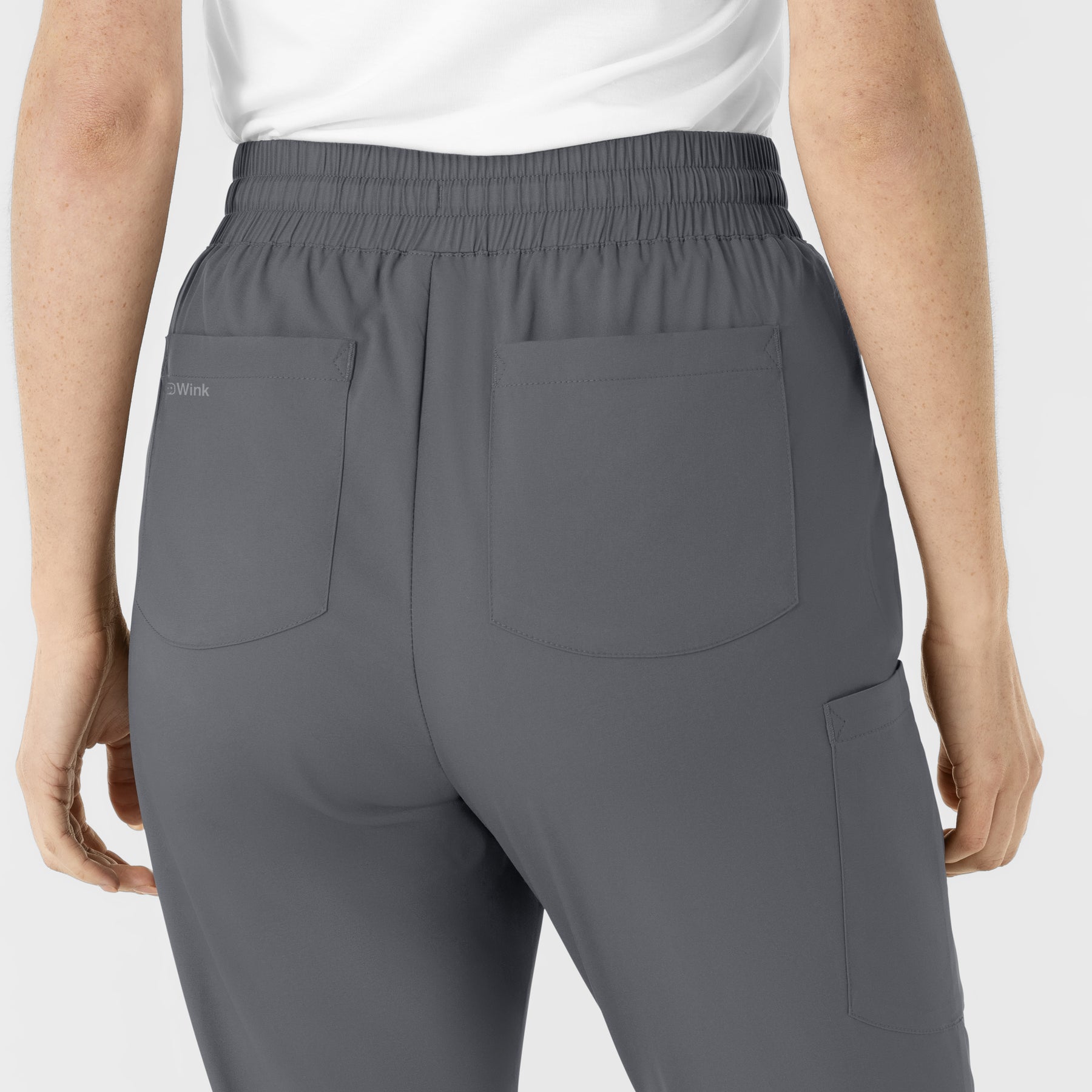 Boundless Women's Flare Leg Scrub Pant Pewter hemline detail