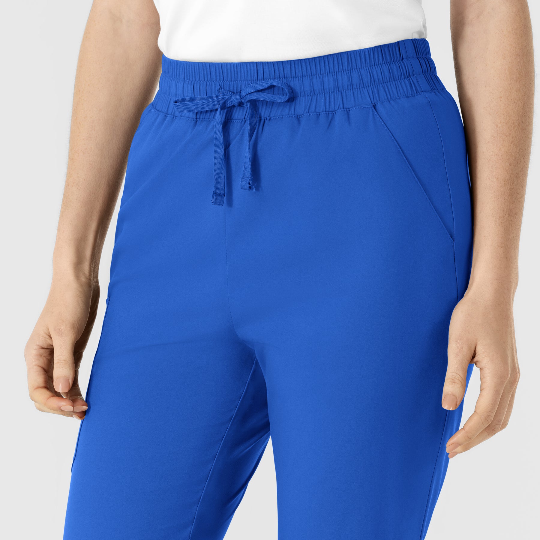 Boundless Women's Flare Leg Scrub Pant Royal front detail