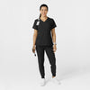 W123 Women's Comfort Waist Cargo Jogger Scrub Pant Black full scrub set