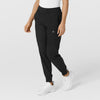 W123 Women's Comfort Waist Cargo Jogger Scrub Pant Black side view