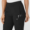 W123 Women's Comfort Waist Cargo Jogger Scrub Pant Black side detail 1