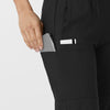 W123 Women's Comfort Waist Cargo Jogger Scrub Pant Black side detail 2