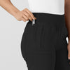 W123 Women's Comfort Waist Cargo Jogger Scrub Pant Black hemline detail