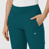 W123 Women's Comfort Waist Cargo Jogger Scrub Pant Caribbean Blue front detail