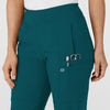 W123 Women's Comfort Waist Cargo Jogger Scrub Pant Caribbean Blue side detail 1