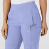 W123 Women's Comfort Waist Cargo Jogger Scrub Pant Ceil Blue side detail 1