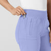 W123 Women's Comfort Waist Cargo Jogger Scrub Pant Ceil Blue hemline detail