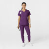 W123 Women's Comfort Waist Cargo Jogger Scrub Pant Eggplant full scrub set