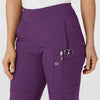 W123 Women's Comfort Waist Cargo Jogger Scrub Pant Eggplant side detail 1