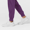 W123 Women's Comfort Waist Cargo Jogger Scrub Pant Eggplant back detail