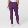 W123 Women's Comfort Waist Cargo Jogger Scrub Pant Eggplant back view