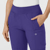 W123 Women's Comfort Waist Cargo Jogger Scrub Pant Grape front detail