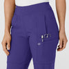 W123 Women's Comfort Waist Cargo Jogger Scrub Pant Grape side detail 1