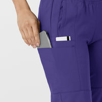 W123 Women's Comfort Waist Cargo Jogger Scrub Pant Grape side detail 2