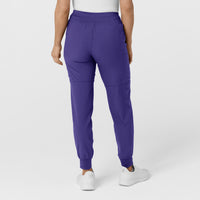 W123 Women's Comfort Waist Cargo Jogger Scrub Pant Grape back view