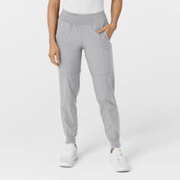 W123 Women's Comfort Waist Cargo Jogger Scrub Pant Grey