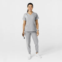 W123 Women's Comfort Waist Cargo Jogger Scrub Pant Grey full scrub set