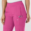 W123 Women's Comfort Waist Cargo Jogger Scrub Pant Hot Pink side detail 1