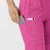 W123 Women's Comfort Waist Cargo Jogger Scrub Pant Hot Pink side detail 2