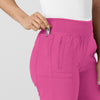 W123 Women's Comfort Waist Cargo Jogger Scrub Pant Hot Pink hemline detail