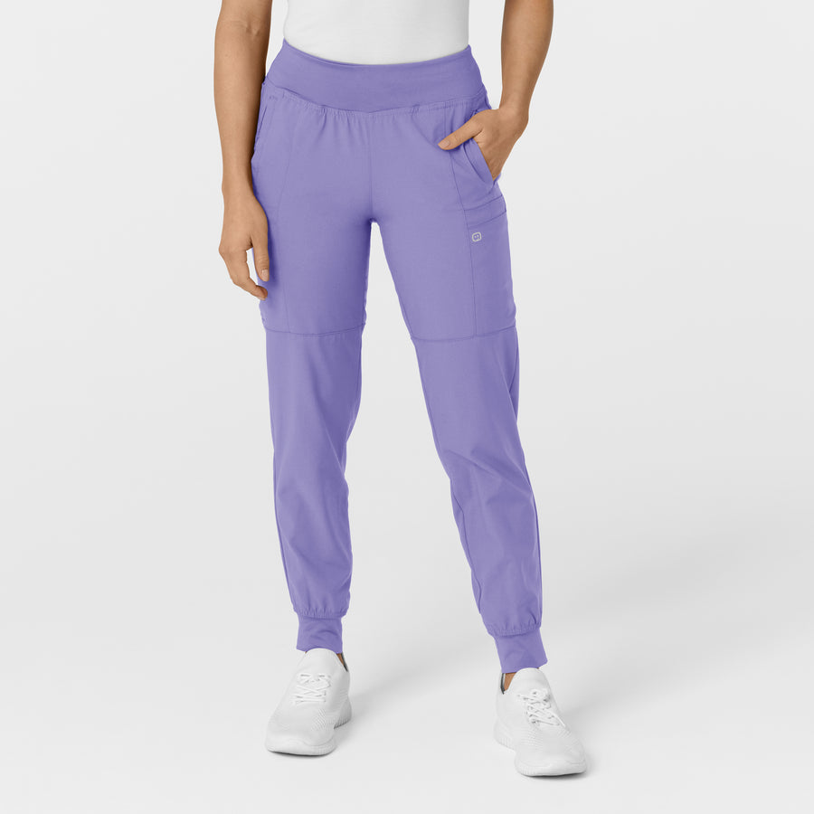 W123 Women's Comfort Waist Cargo Jogger Scrub Pant Iris Purple