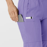 W123 Women's Comfort Waist Cargo Jogger Scrub Pant Iris Purple side detail 2