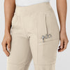 W123 Women's Comfort Waist Cargo Jogger Scrub Pant Khaki side detail 1