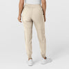 W123 Women's Comfort Waist Cargo Jogger Scrub Pant Khaki back view