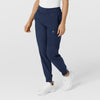 W123 Women's Comfort Waist Cargo Jogger Scrub Pant Navy side view