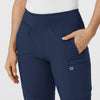 W123 Women's Comfort Waist Cargo Jogger Scrub Pant Navy front detail